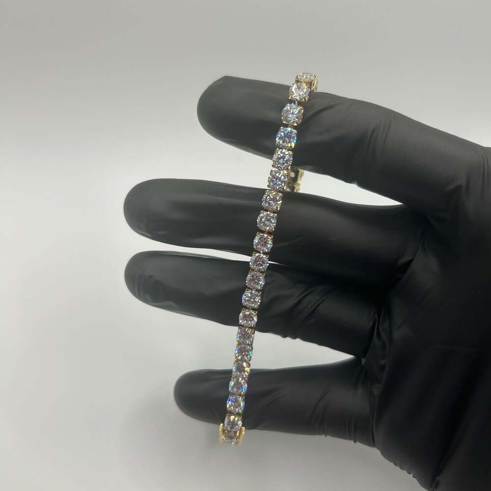 5mm Moissanite Gold Tennis Bracelet Womens 6.5 Inch VVS1 No Pass Waterproof